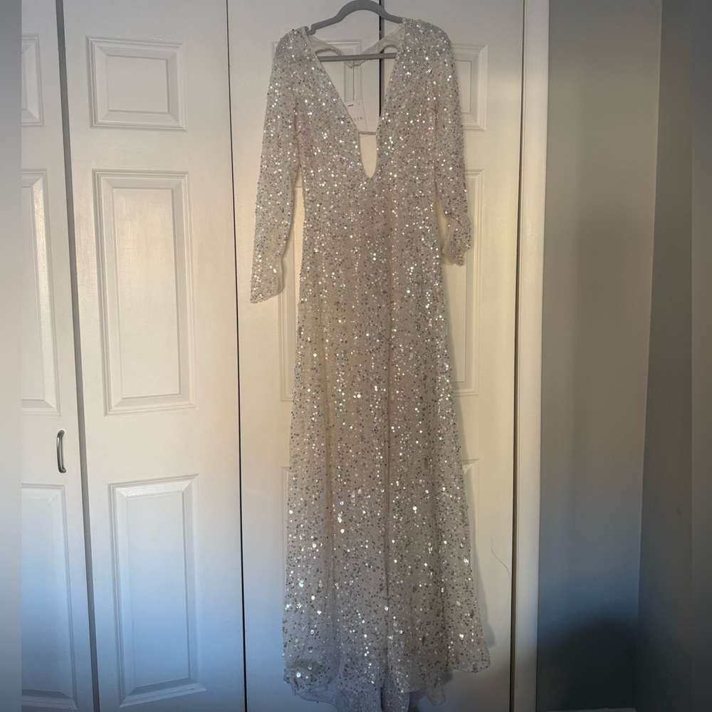Chosen by Kyha Sequin Long Sleeve Wedding Dress - Picture 7 of 10